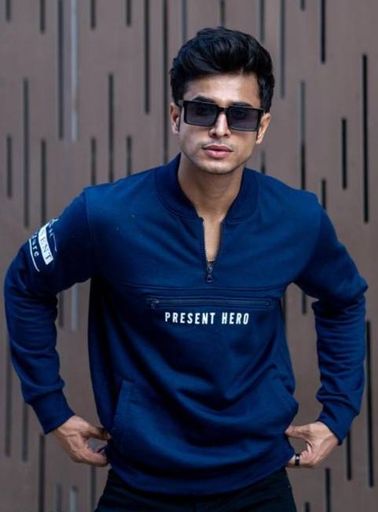 Men's Striped Mock Collar Blue Jacket