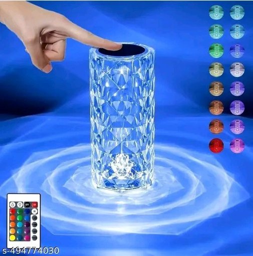 Crystal LED Touch Table Lamp with Remote Control – USB Powered 3D Diamond Cut Multicolor Night Light for Home Décor, Bedroom, and Gift 