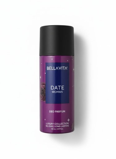 BellaVita Date Woman Deo Parfum – Luxury No Gas Body Spray for Women | Long Lasting Floral & Musk Fragrance – 150ml