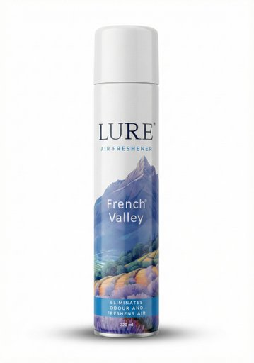 LURE Air Freshener Spray - French Valley (220 ml) | Long Lasting Room Freshener | Odour Eliminator for Home & Office