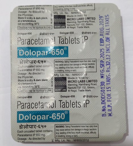 15 Tablet Dolopar 650mg 
