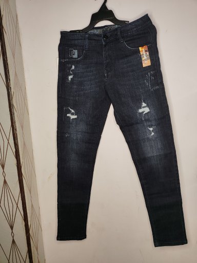 Priston Men's Slim Fit Distressed Blue Denim Jeans