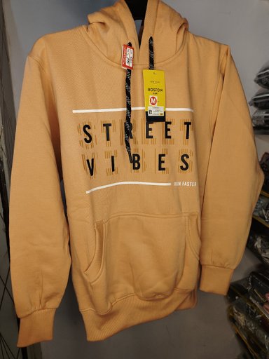 Boston Street Vibes Men's Hooded Sweatshirt, Peach/Tan Color, Regular Fit