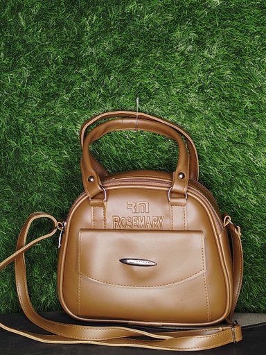 Stylish Brown Faux Leather Women's Handbag with Detachable Shoulder Strap