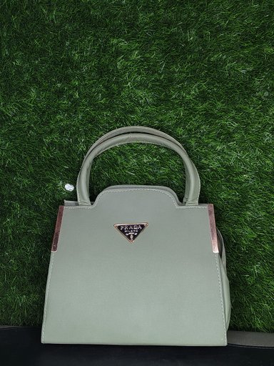 Prada Milano Women's Sage Green Faux Leather Top-Handle Handbag