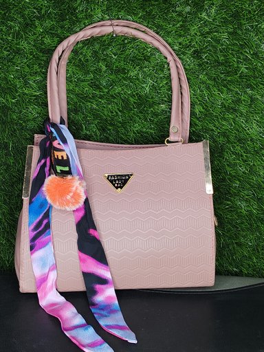 Women's Stylish PU Leather Handbag with Detachable Shoulder Strap | Ladies Top Handle Satchel Purse, Pink