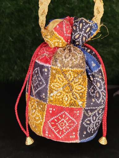 Ethnic Bandhani Print Potli Bag for Women - Handcrafted Traditional Pouch