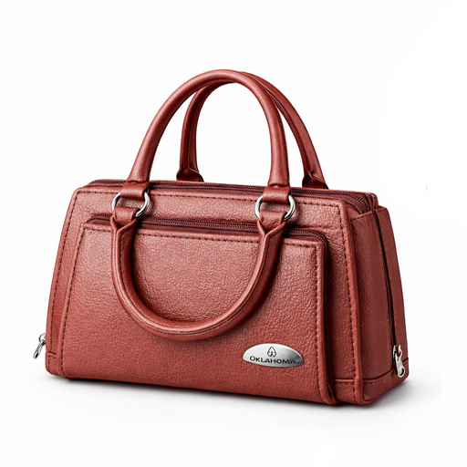 Chic Brown Faux Leather Mini Handbag for Women | Stylish Casual Crossbody Purse with Top Handle & Zippers"