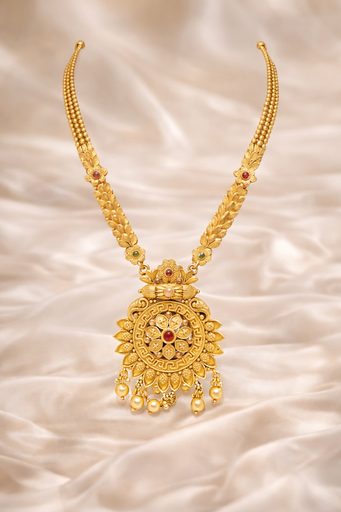 traditional Indian gold long necklace set, 