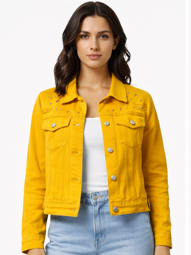 TSF TWISTYLE FIT Women's Full Sleeve Mustard Yellow Denim Jacket