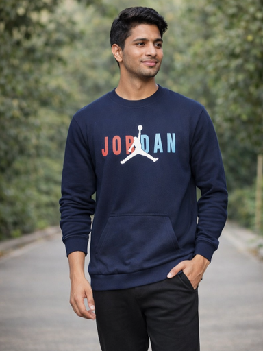Jordan Men's Classic Fleece Crewneck Sweatshirt - Navy Blue 