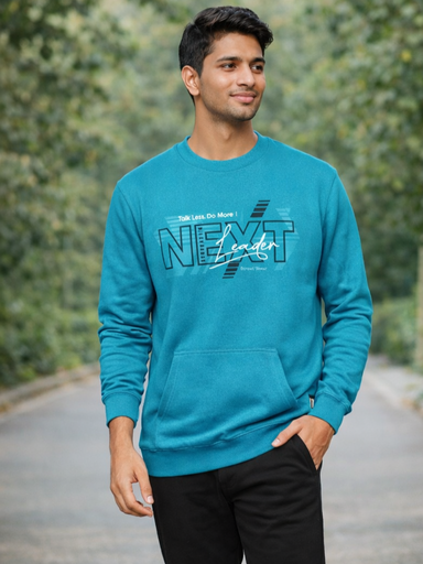 Monte Carlo Boys' Blue Graphic Print Round Neck Sweatshirt