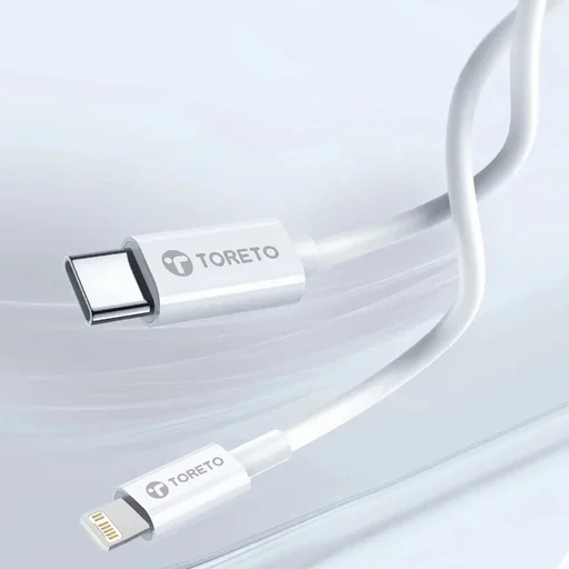 Toreto Fast Charging Type-C to Lightning Cable – PD Support, Durable & Tangle-Free, 6 Months Warranty | Shopykart sh0001