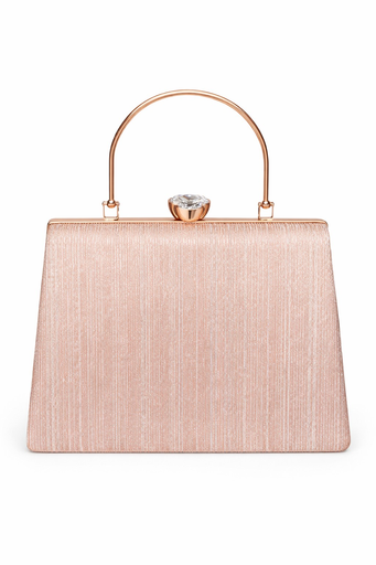 Luxury Rose Gold Bridal Party Wear Clutch | Elegant Shimmer Handbag for Weddings & Special Occasions