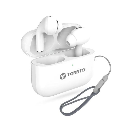 Toreto Air Flex ANC Pro TWS Earbuds | Active Noise Cancellation Wireless Earbuds | Bluetooth v5.3 | Crystal Clear Sound & Snug-Fit Design | Premium White Edition