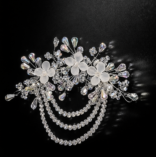 Vine - Elegant Floral Hair Accessory for Bridal, Wedding, Farewell, and Party Wear - Flexible Silver and Gold Finish Hair Jewelry for Women and Girls