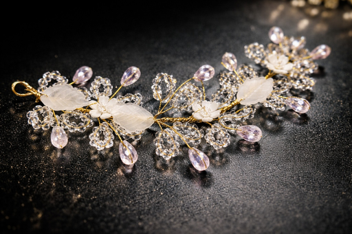Luxury Crystal Floral Bridal Hair Vine – Gold Wire Pearl Flower Wedding Hair Accessory for Brides & Party Wear