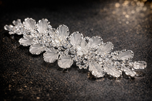 Luxury Silver Crystal Floral Bridal Hair Vine – Elegant Crystal Flower Wedding Hair Accessory for Brides