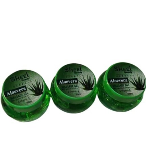 Sheel Beauty Aloe Vera Massage Gel Combo (3 Mini Jars) | Face Hydration Aloe Gel | Cooling Skin Care Aloe Vera Gel Travel Pack