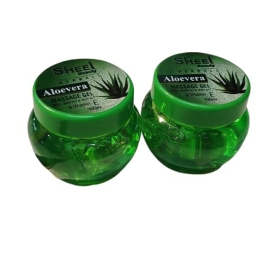 Sheel Beauty Aloe Vera Massage Gel Combo (2 Mini Jars) | Face Hydration Aloe Gel | Cooling Skin Care Aloe Vera Gel Travel Pack