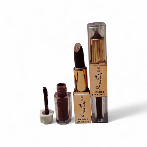 2 in 1 Lipstick and Lip Gloss for Women | Long Lasting Matte Waterproof Lipstick | Dark Brown Shade (pack of 2)