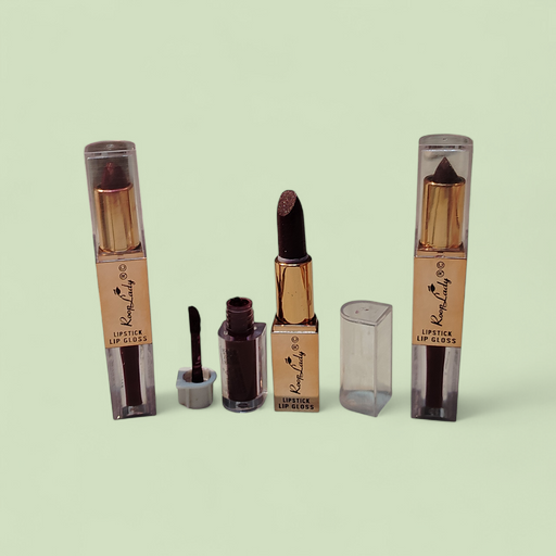2 in 1 Lipstick & Lip Gloss Combo for Women | Long Lasting Waterproof Matte Lipstick | Dark Brown Shade India(pack of 3)