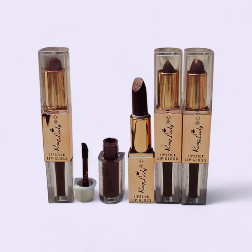 4 Pcs 2 in 1 Lipstick & Lip Gloss Combo for Women | Long Lasting Waterproof Matte Lipstick Set