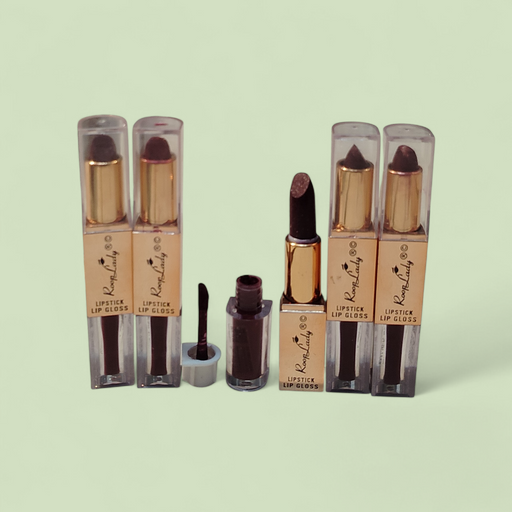 5 Pcs 2 in 1 Lipstick & Lip Gloss Combo for Women | Long Lasting Waterproof Matte Lipstick Set