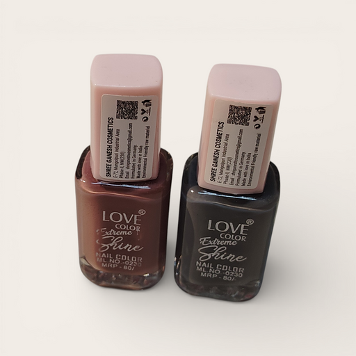 Love Color Shine Nail Polish Set Pack of 2 – Long Lasting Glossy Brown & Dark Shades for Women