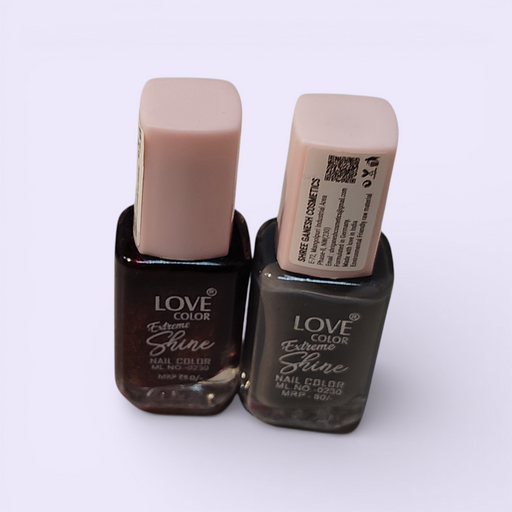 Love Color Extreme Shine Nail Polish Combo – Long Lasting Glossy Nail Paint for Women (Brown & Grey Shades)