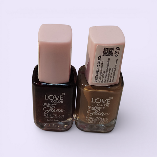 Love Color Extreme Shine Nail Polish Combo – Dark Brown & Coffee Brown Long Lasting Glossy Nail Paint for Women
