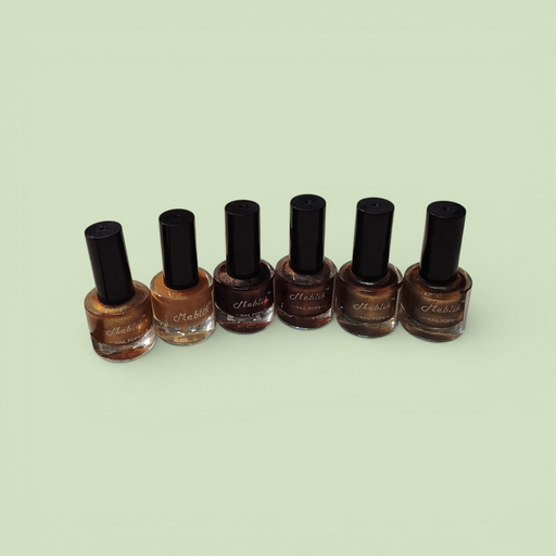 Meblik Nail Pops Brown Shades Combo Set (7 Pcs) – Long Lasting Glossy Nail Polish | Quick Dry Professional Nail Color for Women