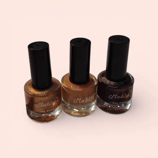 Meblik Nail Pops Brown Nude Combo Set (3 Pcs) – Long Lasting Glossy Nail Polish | Quick Dry Coffee & Chocolate Shades for Women