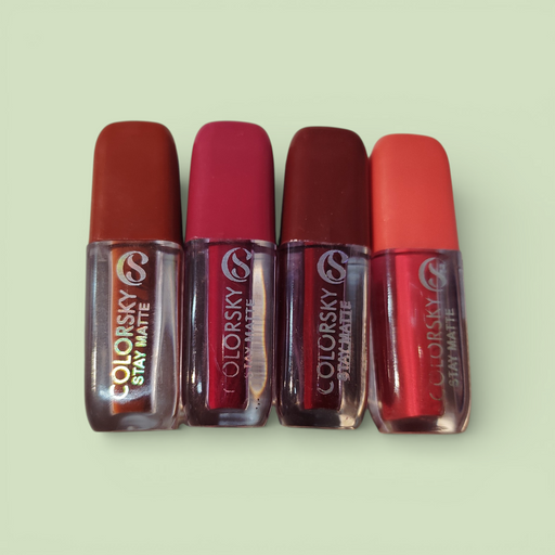 Colorsky Stay Matte Liquid Lipstick Set (Pack of 4) – Long Lasting Waterproof Matte Lipstick Combo for Women