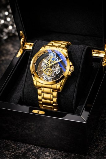 Luxury Gold Skeleton Analog Watch for Men – Premium Designer Wrist Watch