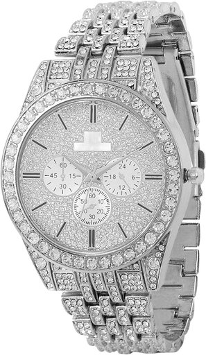 Luxury Diamond Style Silver Watch for Women & Men – Premium Crystal Designer Wrist Watch