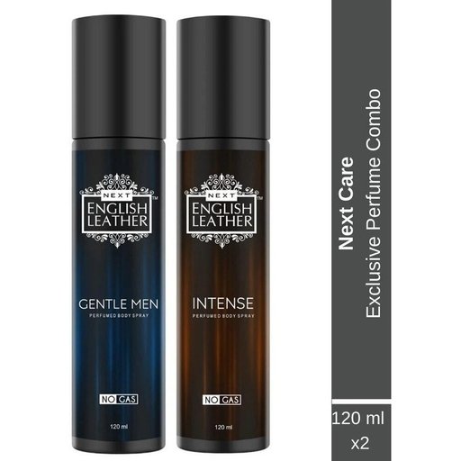 Next Care English Leather Exclusive Combo - Gentle Men & Intense (2 x 120ml) | Long-Lasting No Gas Perfumed Body Spray for Men