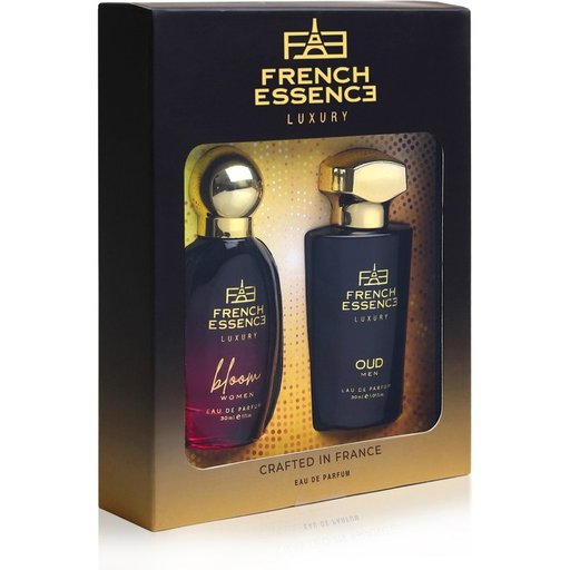 French Essence Luxury Gift Set (2 x 30ml) – Bloom for Women & Oud for Men | Premium Eau De Parfum Couple's Collection