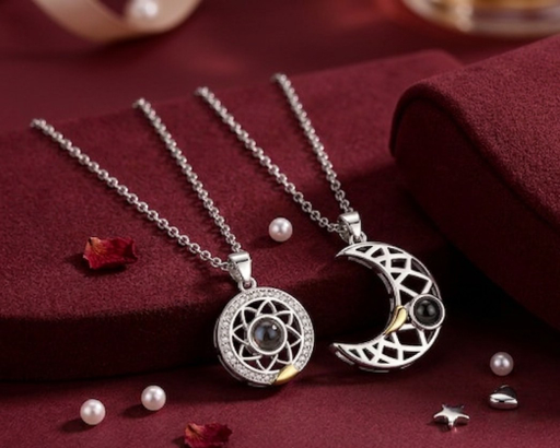 Moon & sun connecting pendent 💛🤌🏻(silver)