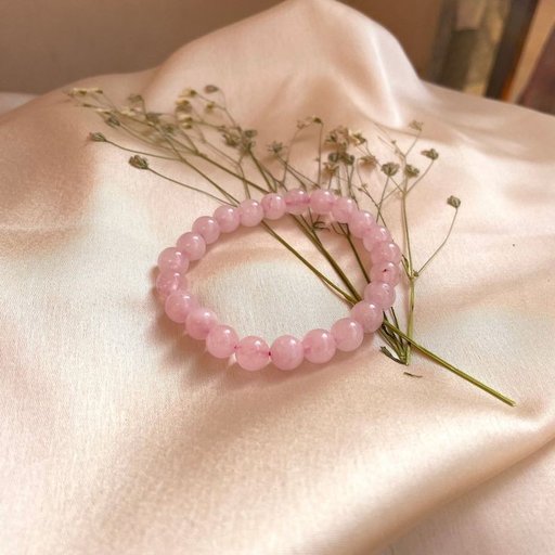 AuraGems Natural Rose Quartz 8mm Beaded Elastic Bracelet