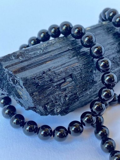 AuraCraft Jewels Black Tourmaline Genuine Gemstone Bracelet (8mm Beads) for Protection & Grounding
