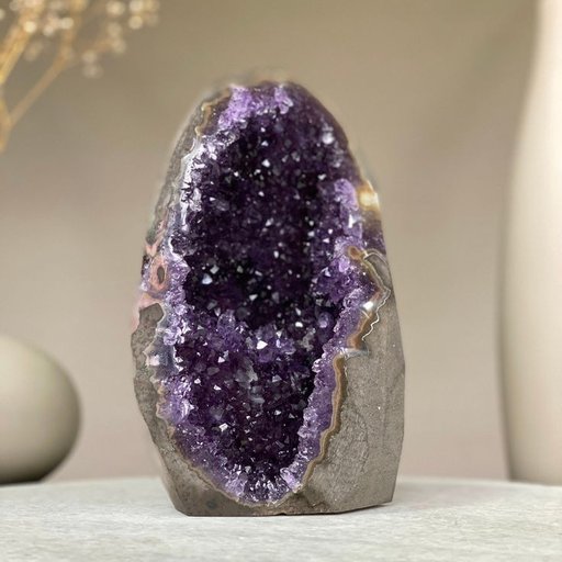 Large Amethyst Geode Cluster Raw Crystal Home Decor | Deep Purple Uruguayan Druzy Mineral Specimen | Meditation Stone Gift for Crystal Lovers
