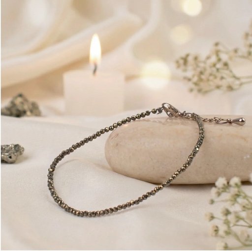 Natural Pyrite Crystal Anklet for Money & Success Protection