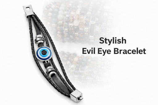 AuraGlow Evil Eye Leather Bracelet for Men and Women