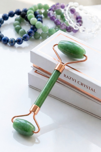 Razvi Crystal Natural Jade Facial Roller for Skin Tightening & Anti-Aging