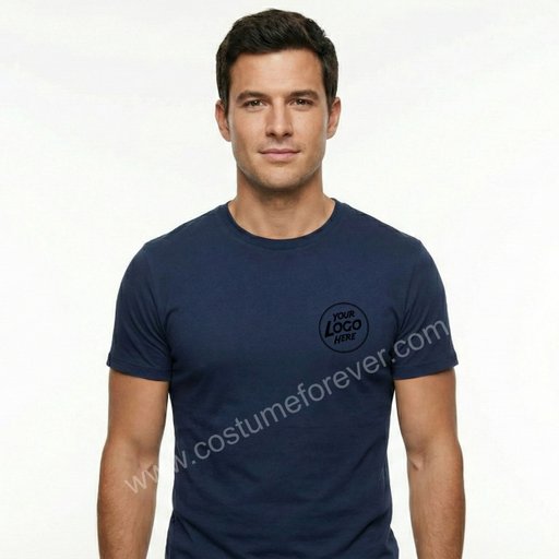 COTTON ROUND NECK 180 GSM NAVY BLUE T SHIRT | COSTUME FOREVER