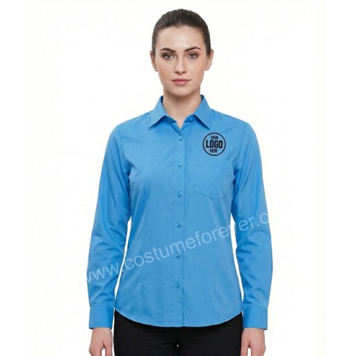 FEMALE SKY BLUE COTTON SHIRT | COSTUME FOREVER