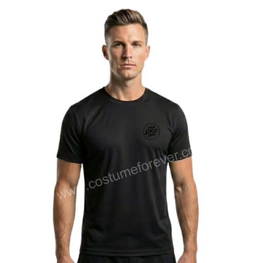 ROUND NECK DRY FIT BLACK T SHIRT | COSTUME FOREVER