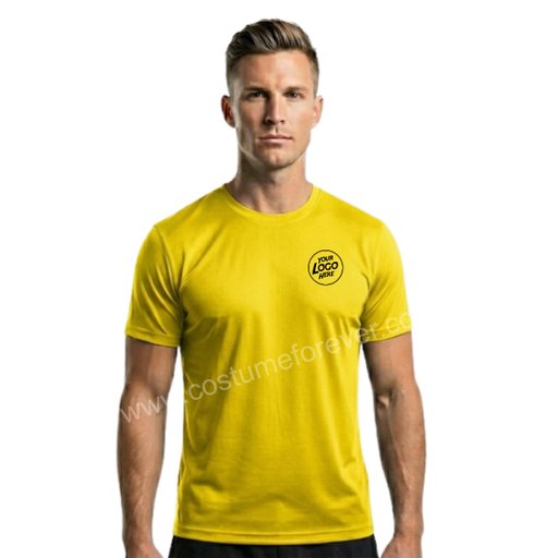 ROUND NECK DRY FIT YELLOW T SHIRT | COSTUME FOREVER