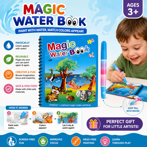 Goligo Reusable Water Painting Book with Refillable Pen for Kids